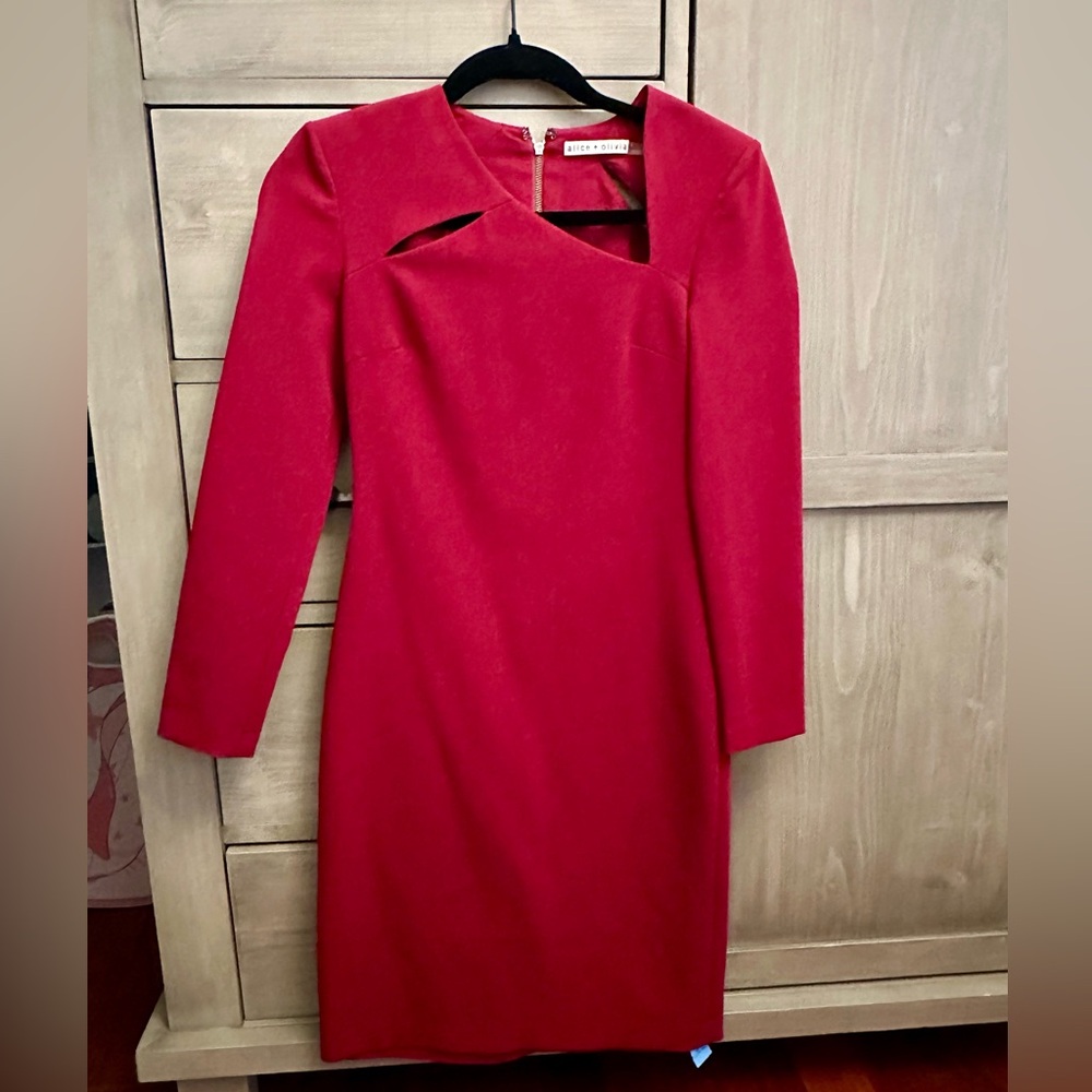 Alice + Olivia Bold Red Long Sleeve Dress